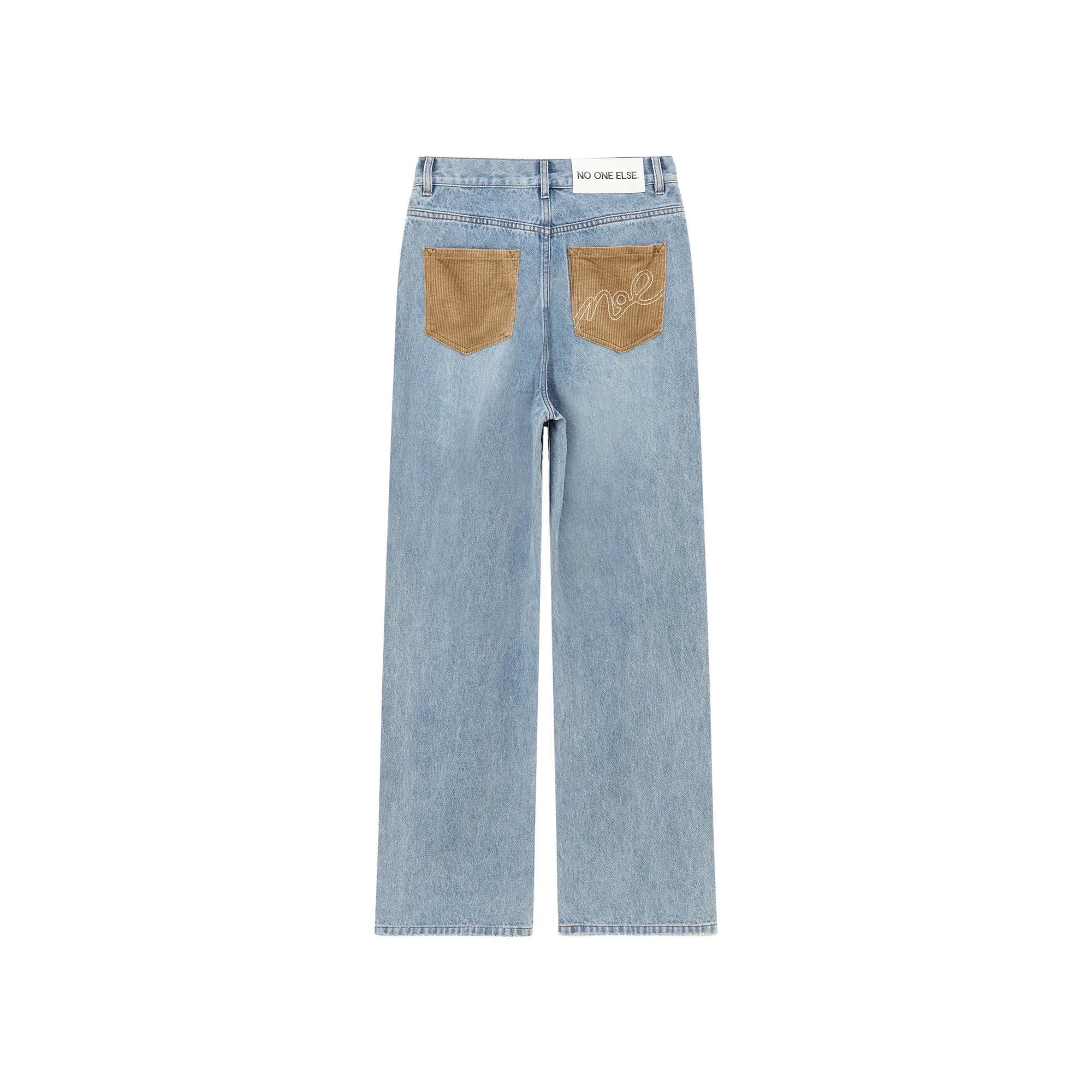 Logo Lettering Exposed Pocket Denim Jeans
