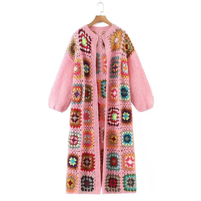 Long Rainbow Crochet Cardigan